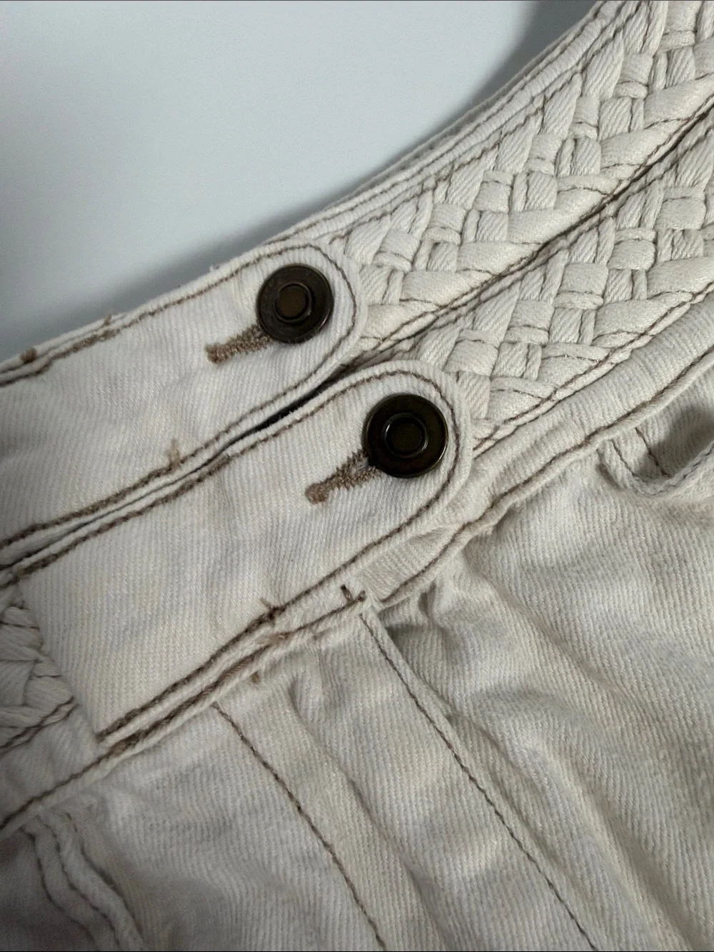 Free People Ivory High-Waist Mini Skirt Size 4 Boho Cotton Hemp Blend